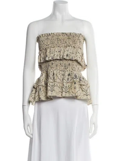 Pre-owned Sir Linen Floral Print Top In Neutral