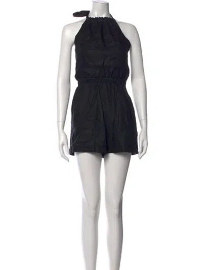 Pre-owned Sir Linen Halterneck Romper In Black
