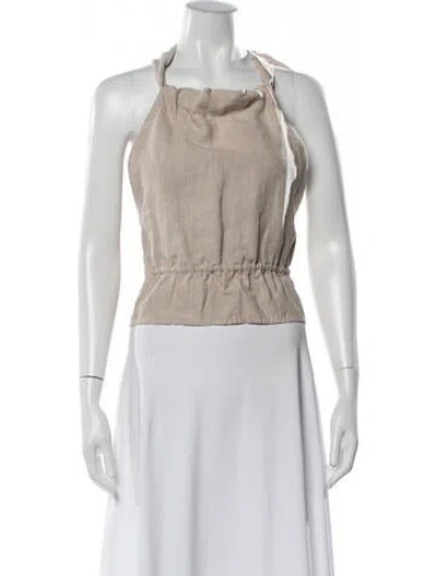 Pre-owned Sir Linen Halterneck Top In White