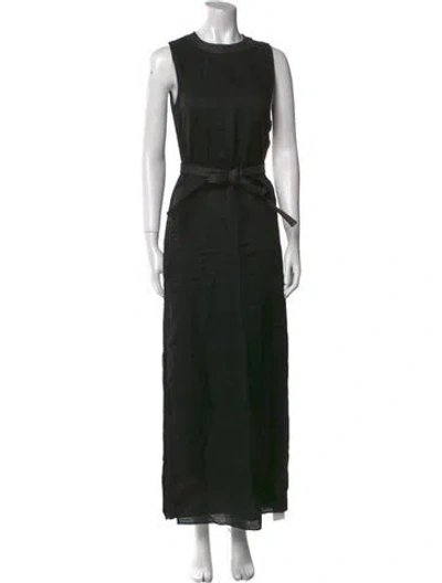 Pre-owned Sir Linen Long Dress In Black