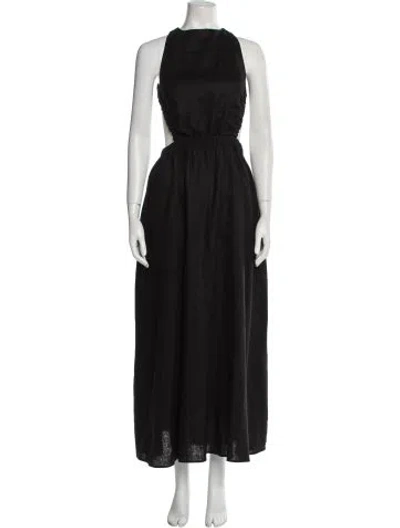 Pre-owned Sir Linen Long Dress In Black