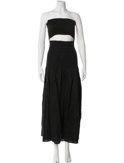 Pre-owned Sir Linen Long Dress In Black