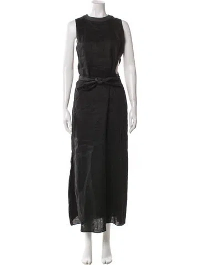 Pre-owned Sir Linen Long Dress In Black