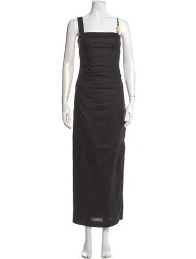 Pre-owned Sir Linen Long Dress In Black