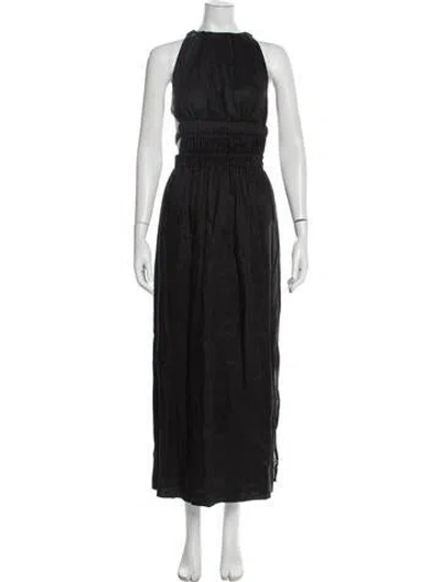 Pre-owned Sir Linen Long Dress In Black