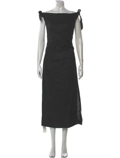 Pre-owned Sir Linen Long Dress In Black