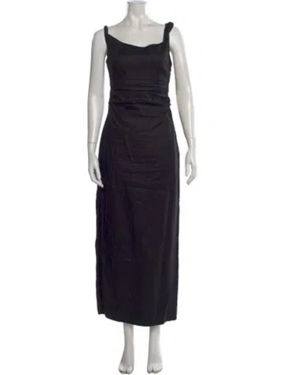 Pre-owned Sir Linen Long Dress In Black