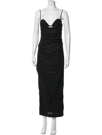 Pre-owned Sir Linen Long Dress In Black