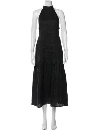 Pre-owned Sir Linen Long Dress In Black
