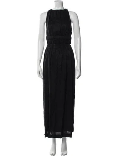 Pre-owned Sir Linen Long Dress In Black