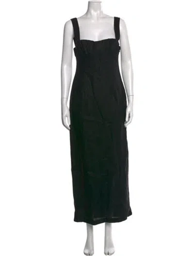 Pre-owned Sir Linen Long Dress In Black