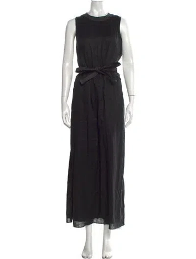 Pre-owned Sir Linen Long Dress In Black