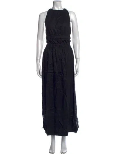 Pre-owned Sir Linen Long Dress In Black