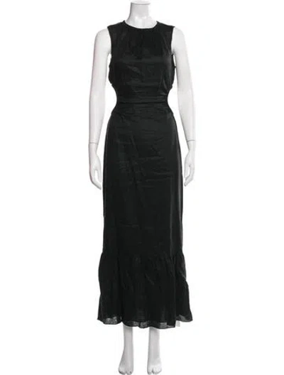 Pre-owned Sir Linen Long Dress In Black
