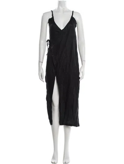 Pre-owned Sir Linen Long Dress In Black