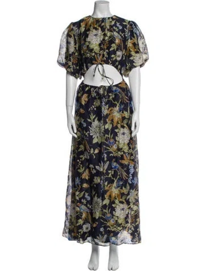 Pre-owned Sir Linen Long Dress In Blue