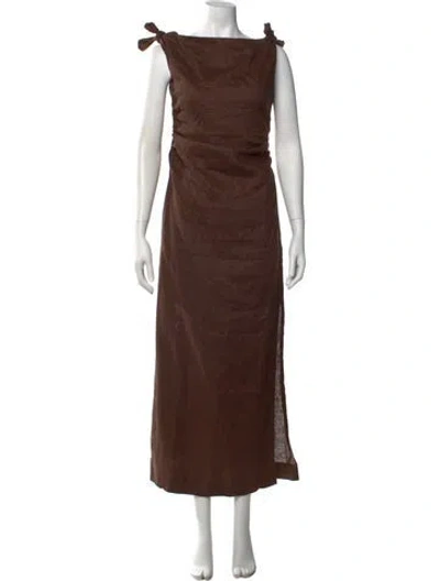 Pre-owned Sir Linen Long Dress In Brown
