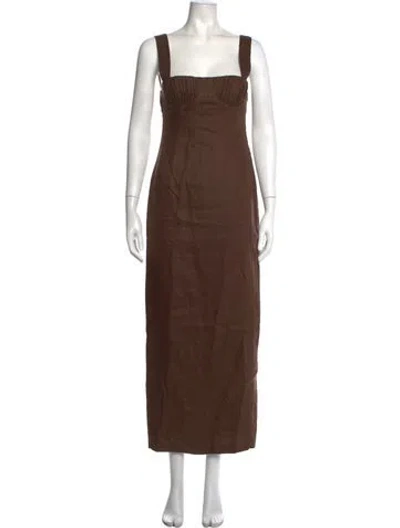 Pre-owned Sir Linen Long Dress In Brown
