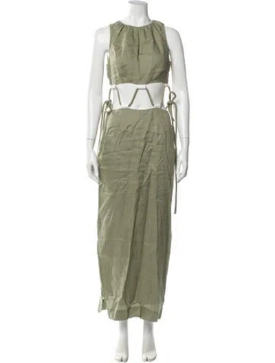 Pre-owned Sir Linen Long Dress In Green