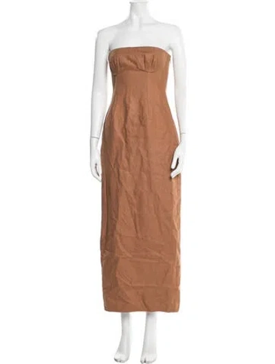 Pre-owned Sir Linen Long Dress W/ Tags In Brown