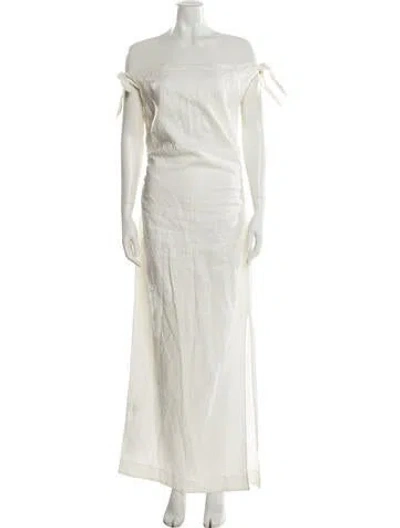 Pre-owned Sir Linen Long Dress In White