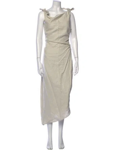Pre-owned Sir Linen Long Dress In White