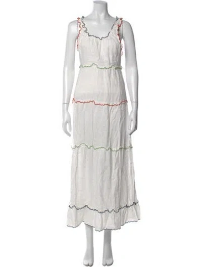 Pre-owned Sir Linen Long Dress In White