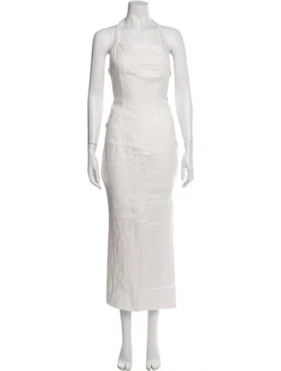 Pre-owned Sir Linen Long Dress In White