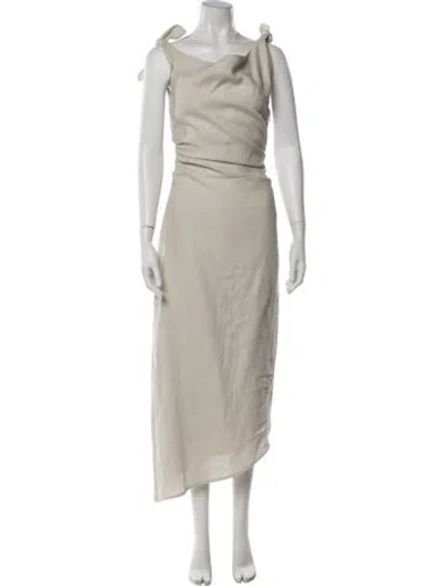 Pre-owned Sir Linen Long Dress In White
