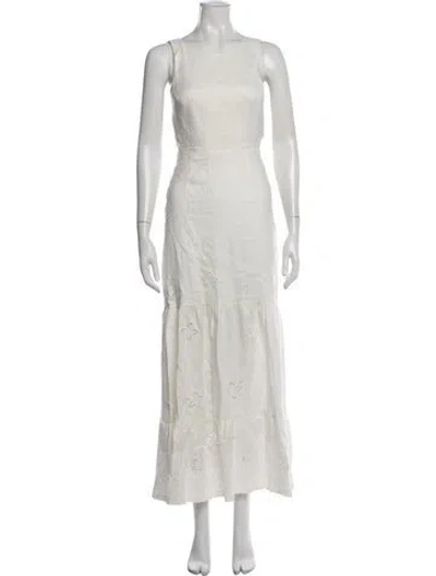 Pre-owned Sir Linen Long Dress In White