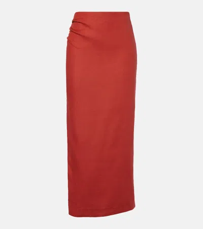 Sir Linen Maxi Skirt In Red