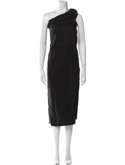 Pre-owned Sir Linen Midi Length Dress In Black