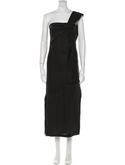 Pre-owned Sir Linen Midi Length Dress In Black