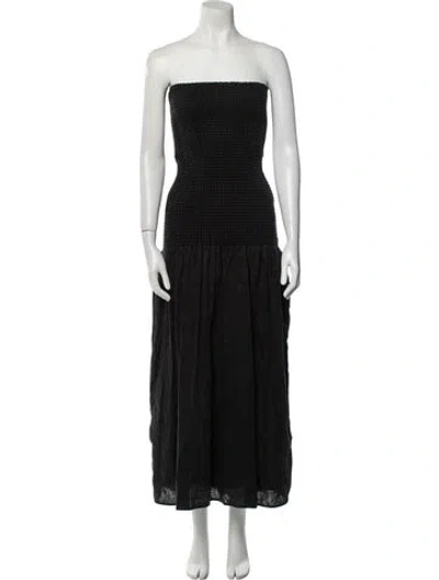 Pre-owned Sir Linen Midi Length Dress In Black