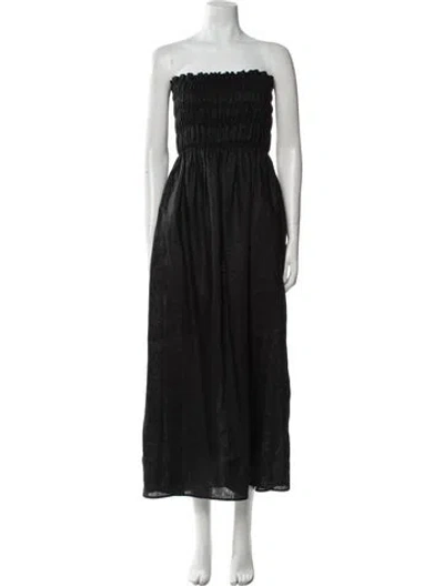 Pre-owned Sir Linen Midi Length Dress In Black