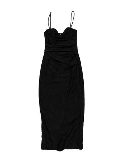 Pre-owned Sir Linen Midi Length Dress In Black