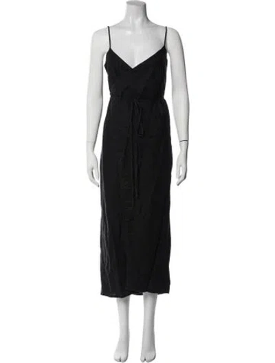Pre-owned Sir Linen Midi Length Dress In Black