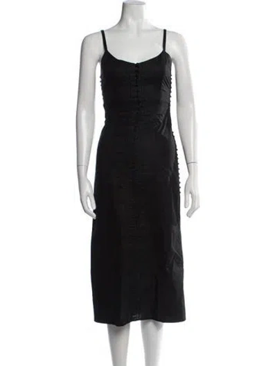 Pre-owned Sir Linen Midi Length Dress In Black
