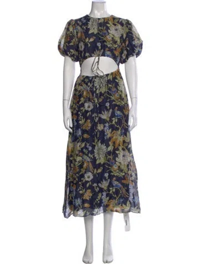 Pre-owned Sir Linen Midi Length Dress In Blue