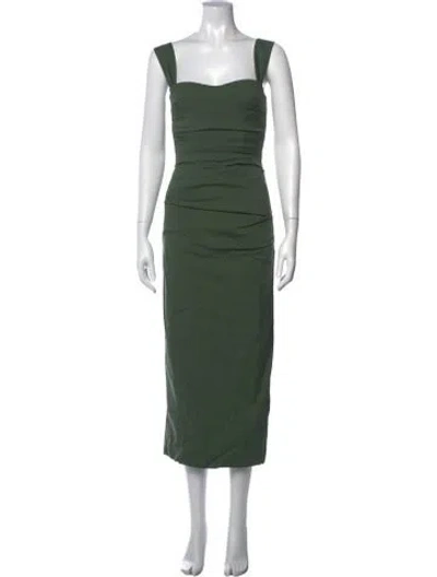 Pre-owned Sir Linen Midi Length Dress In Green