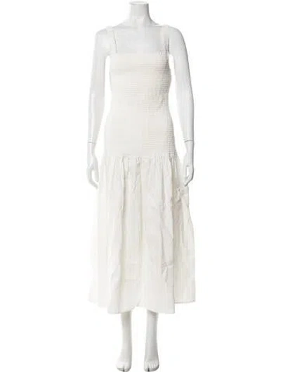 Pre-owned Sir Linen Midi Length Dress In Neutrals/white