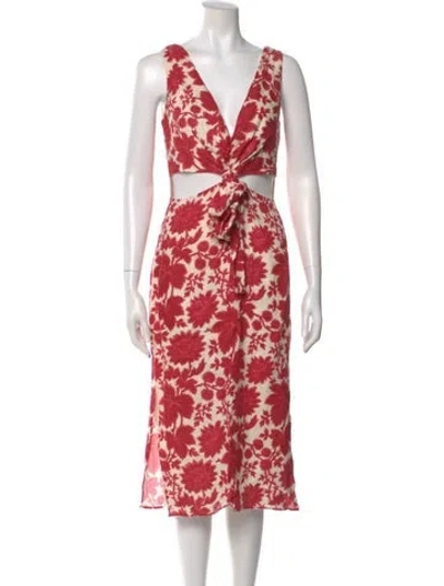 Pre-owned Sir Linen Midi Length Dress In Red