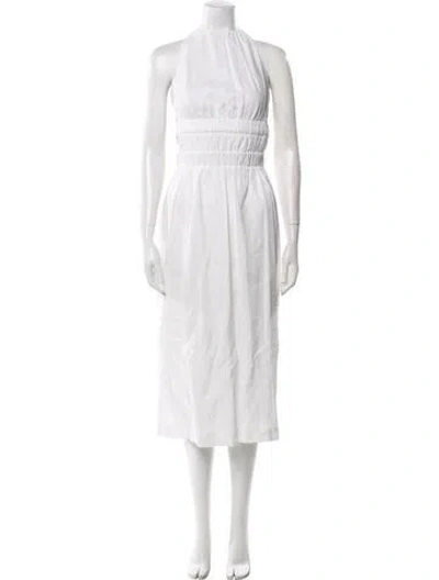 Pre-owned Sir Linen Midi Length Dress In White