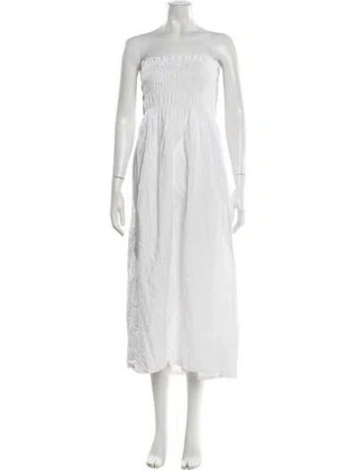 Pre-owned Sir Linen Midi Length Dress In White