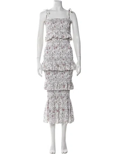 Pre-owned Sir Linen Midi Length Dress In White