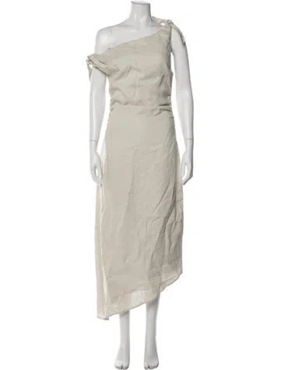 Pre-owned Sir Linen Midi Length Dress In White