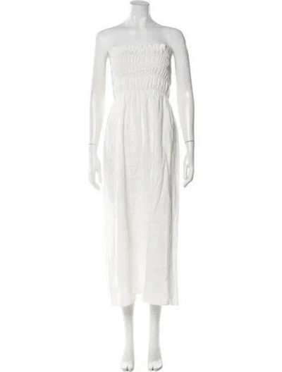 Pre-owned Sir Linen Midi Length Dress In White