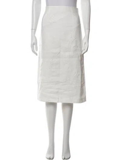 Pre-owned Sir Linen Midi Length Skirt In White