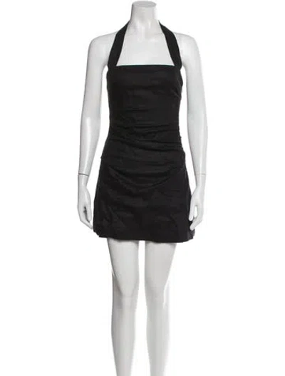 Pre-owned Sir Linen Mini Dress In Black