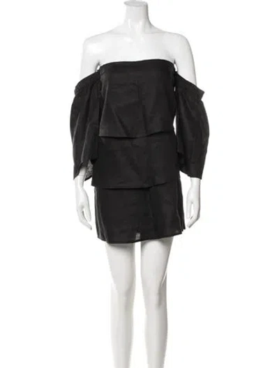 Pre-owned Sir Linen Mini Dress In Black
